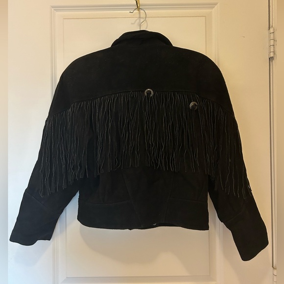 Black Vintage Suede Fringe Yearbook Jacket size Medium!! - Picture 6 of 11